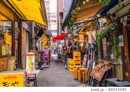 日本の東京都市景観 解除2日目(まん延防止)の新橋・飲み屋街=3月23日 日本の東京都市景観 解除2日目(まん延防止)の新橋・飲み屋街=3月23日 88235085