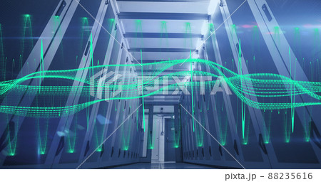 Image of shapes and spots over server room 88235616