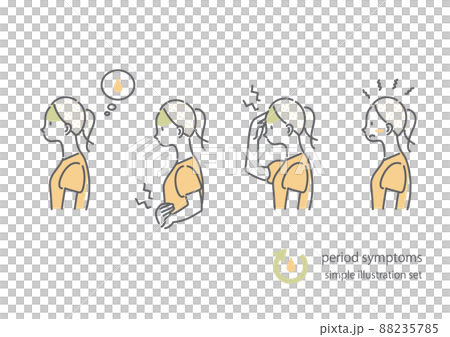 体調不良の症状アイコンセット 生理 女性 シンプルでお洒落な線画イラスト 体調不良の症状アイコンセット 生理 女性 シンプルでお洒落な線画イラスト 88235785