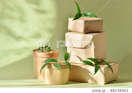 Eco-packaging made of paper and cardboard. copy space  88236061