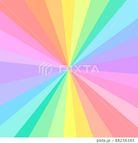虹色パステルカラーの集中線放射背景のイラスト素材 63