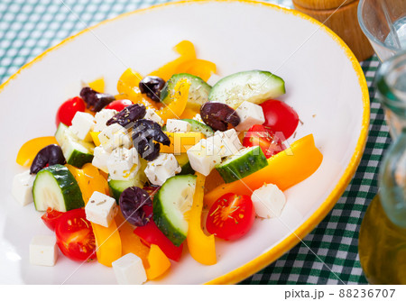 Plate of tasty Greek salad 88236707