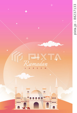 Ramadan Kareem Greeting Card Mosque Night Sky Vector Design Template Ramadan Kareem Greeting Card Mosque Night Sky Vector Design Template 88237133