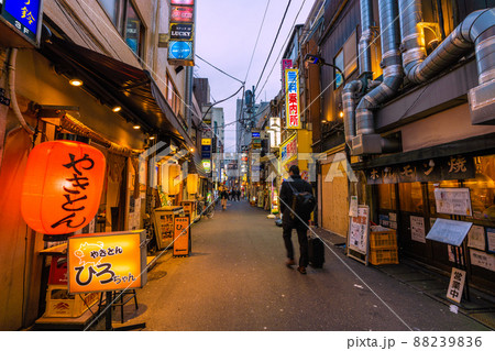 日本の東京都市景観 解除2日目(まん延防止)の新橋・飲み屋街=3月23日 日本の東京都市景観 解除2日目(まん延防止)の新橋・飲み屋街=3月23日 88239836
