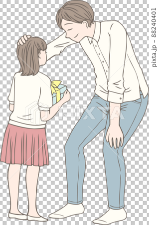 A girl giving a present to her father on Father's Day 88240401