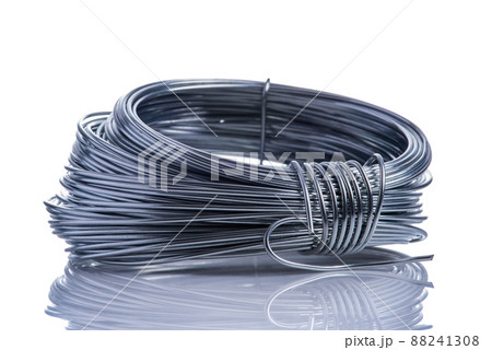 Metal wire roll isolated on white background Metal wire roll isolated on white background 88241308