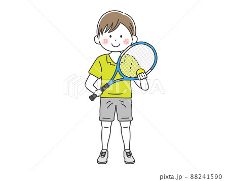 男性のテニスプレイヤーのイラストのイラスト素材