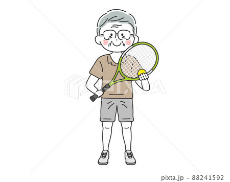 年配の男性テニスプレイヤーのイラスト 88241592