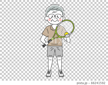 年配の男性テニスプレイヤーのイラスト 88241592