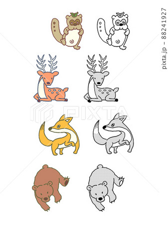 動物カット（タヌキ_シカ_キツネ_クマ） 88241927