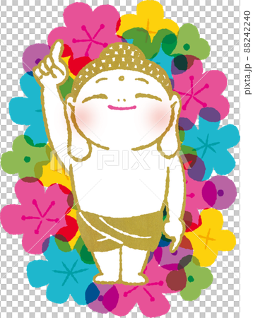 花まつり　お釈迦様と花　イラスト 88242240
