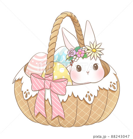かごに入ったうさぎとたまご 88243047
