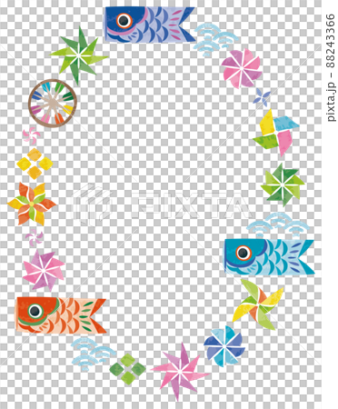 五月兒童節鯉魚飄帶立式圓框圖解 88243366