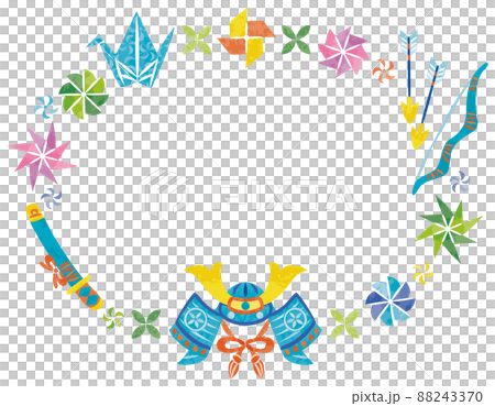 5 月兒童節頭盔插圖水平圓形框架 88243370