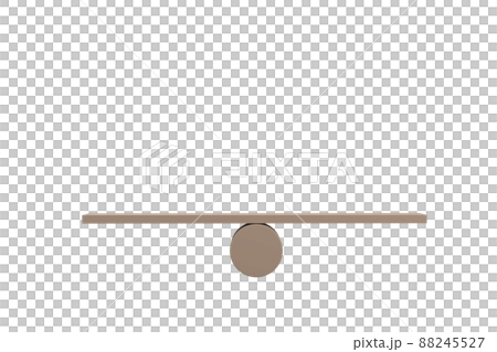 3D. Balance concept, board on wooden top hat like balance isolated on white background. 88245527