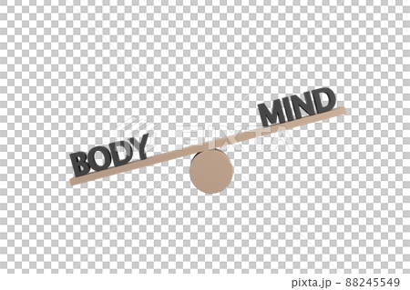 3D. words body and mind on wooden seesaw unbalancing on white background 3D. words body and mind on wooden seesaw unbalancing on white background 88245549