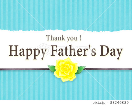 父の日感謝のメッセージカード　ブルーのストライプと黄色いバラ 88246389