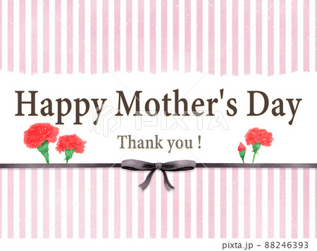 母の日感謝のメッセージカード　ピンクのハートストライプ 88246393