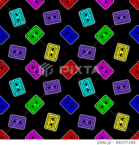 Seamless pattern with cassette and hearts. Design for Valentines Day 88247180