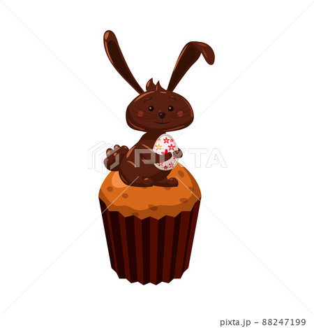 Easter cupcake with chocolate Bunny and egg, muffin. Sweet food, dessert Easter cupcake with chocolate Bunny and egg, muffin. Sweet food, dessert 88247199