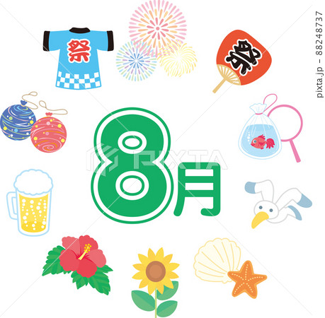 8月のイラストリース 88248737