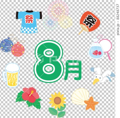 8月のイラストリース 88248737