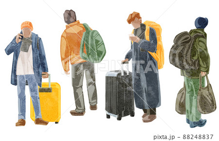 旅行する男性の立ち絵イラスト手描き水彩風 88248837