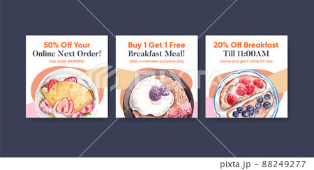 Banner template with specialty breakfast concept,watercolor style Banner template with specialty breakfast concept,watercolor style 88249277