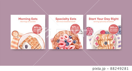 Banner template with specialty breakfast concept,watercolor style Banner template with specialty breakfast concept,watercolor style 88249281