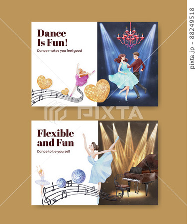 Facebook template with international dance day concept,watercolor style 88249518
