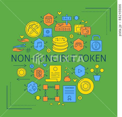 NFT and digital assets round concept banner NFT and digital assets round concept banner 88249886