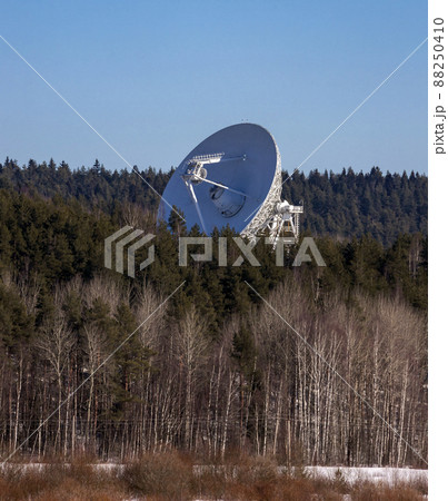 White hemisphere of the radar radio telescope antenna with diameter of the main mirror of 32 m. 88250410