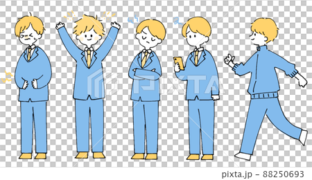 Person illustration set_High school boy_Two-tone color Person illustration set_High school boy_Two-tone color 88250693