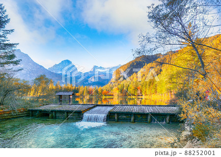 Astonishing autumn scene of Schiederweiher pond. 88252001
