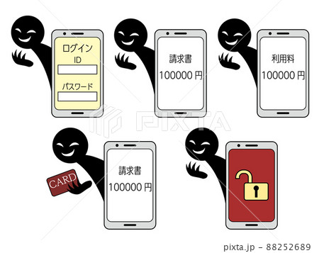 フィッシング詐欺や不正利用のイメージ素材セット フィッシング詐欺や不正利用のイメージ素材セット 88252689