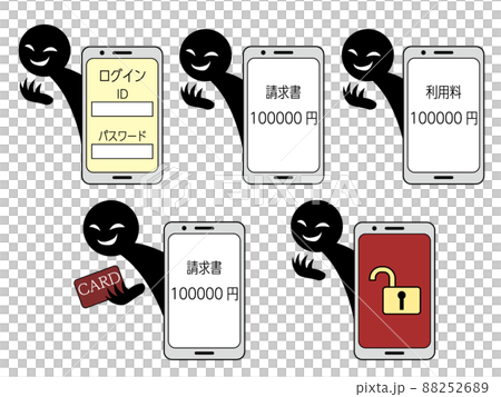 フィッシング詐欺や不正利用のイメージ素材セット フィッシング詐欺や不正利用のイメージ素材セット 88252689