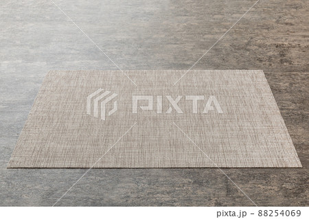 Perspective view of grey tablecloth for food on cement background. Empty space for your design 88254069