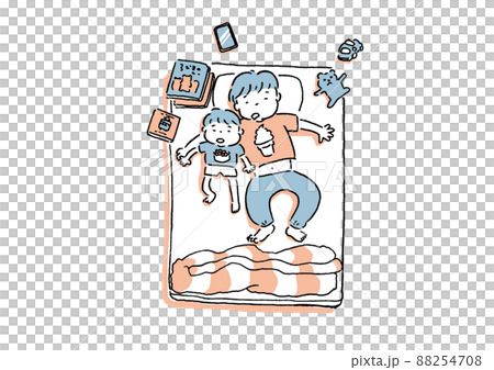 Parent and child taking a nap Parent and child taking a nap 88254708