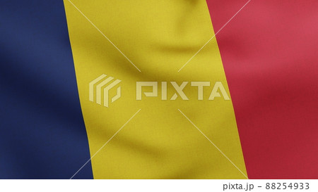 National flag of Chad waving 3D Render, Drapeau du Tchad or Flag of the Republic of Chad, Pan-African colours Chad Flag textile 88254933