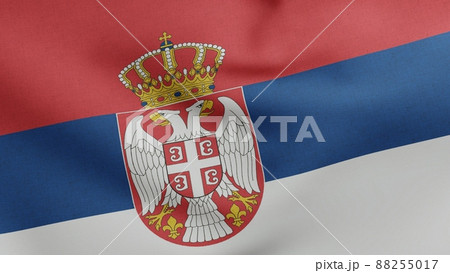National flag of Serbia waving 3D Render, Republic of Serbia flag textile, Zastava Srbije or trobojka, coat of arms Serbia independence day, Habsburg National flag of Serbia waving 3D Render, Republic of Serbia flag textile, Zastava Srbije or trobojka, coat of arms Serbia independence day, Habsburg 88255017