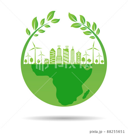 Silhouette of planet earth, green city. Earth day. Silhouette of planet earth, green city. Earth day. 88255651