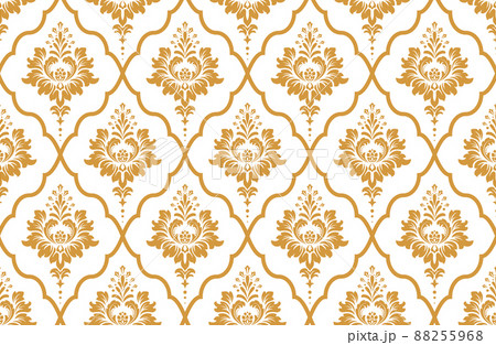 Floral pattern. Vintage wallpaper in the Baroque style. Seamless vector background. White and gold ornament for fabric, wallpaper, packaging. Ornate Damask flower ornament 88255968