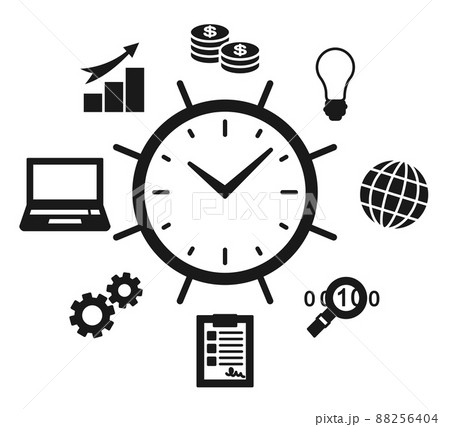 Time management themed black and white poster 88256404