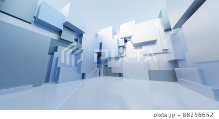 blue and white metal cubes abstract geometric shape building exterior 3d render illustratio blue and white metal cubes abstract geometric shape building exterior 3d render illustratio 88256652