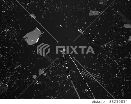 Pieces of shattered glass broken or cracked on black Pieces of shattered glass broken or cracked on black 88256854
