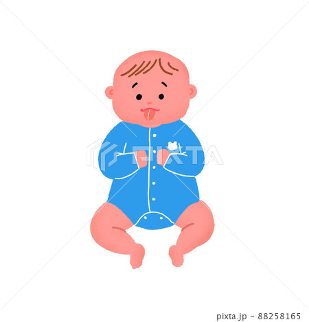 かわいい男の子の赤ちゃん ベビー服姿のイラスト素材