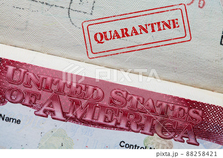 Passport with U.S. visa with QUARANTINE stamped upon arrival Passport with U.S. visa with QUARANTINE stamped upon arrival 88258421