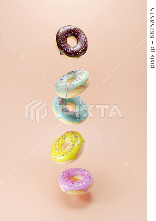 3d render of glazed donut with sweet sprinkle 3d render of glazed donut with sweet sprinkle 88258515