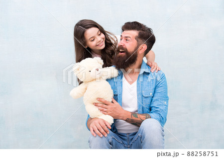 Teddy bear family member. Lovely father and kid. Father and daughter Teddy bear family member. Lovely father and kid. Father and daughter 88258751