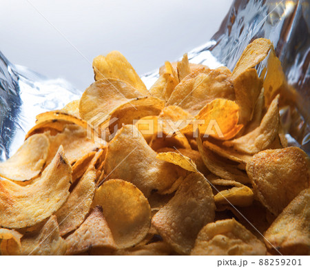 Potato chips. View from inside the package Potato chips. View from inside the package 88259201
